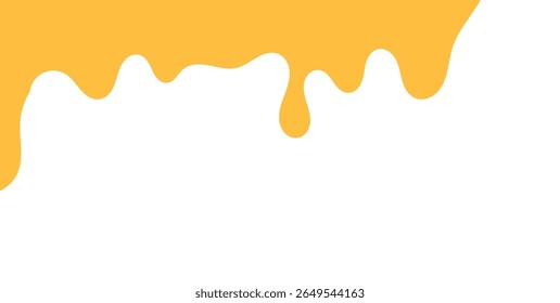 Dripping sweet yellow honey, isolated melting maple syrup. Vector golden organic sticky oil or juice liquid with drops. Flowing droplets of nectar