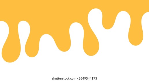Dripping sweet yellow honey, isolated melting maple syrup. Vector golden organic sticky oil or juice liquid with drops. Flowing droplets of nectar
