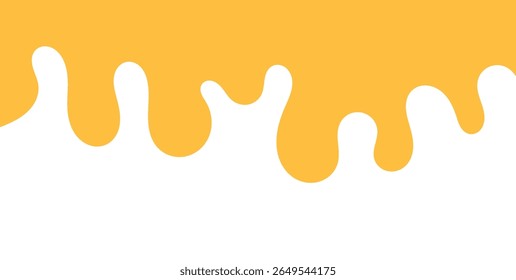 Dripping sweet yellow honey, isolated melting maple syrup. Vector golden organic sticky oil or juice liquid with drops. Flowing droplets of nectar