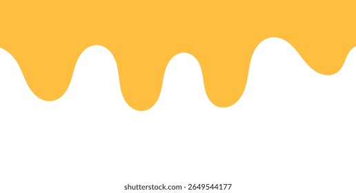 Dripping sweet yellow honey, isolated melting maple syrup. Vector golden organic sticky oil or juice liquid with drops. Flowing droplets of nectar