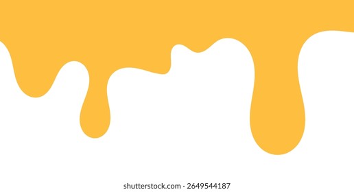 Dripping sweet yellow honey, isolated melting maple syrup. Vector golden organic sticky oil or juice liquid with drops. Flowing droplets of nectar