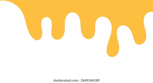 Dripping sweet yellow honey, isolated melting maple syrup. Vector golden organic sticky oil or juice liquid with drops. Flowing droplets of nectar
