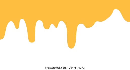 Dripping sweet yellow honey, isolated melting maple syrup. Vector golden organic sticky oil or juice liquid with drops. Flowing droplets of nectar