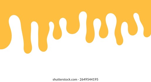 Dripping sweet yellow honey, isolated melting maple syrup. Vector golden organic sticky oil or juice liquid with drops. Flowing droplets of nectar