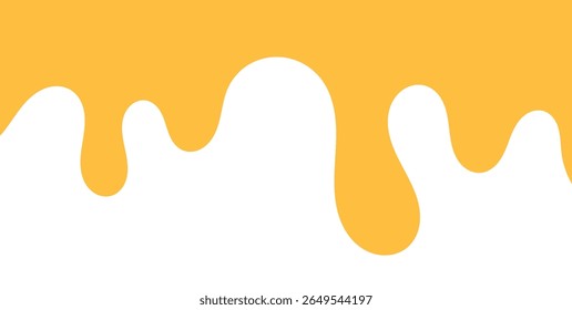 Dripping sweet yellow honey, isolated melting maple syrup. Vector golden organic sticky oil or juice liquid with drops. Flowing droplets of nectar