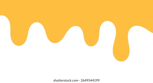 Dripping sweet yellow honey, isolated melting maple syrup. Vector golden organic sticky oil or juice liquid with drops. Flowing droplets of nectar