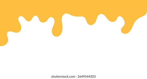 Dripping sweet yellow honey, isolated melting maple syrup. Vector golden organic sticky oil or juice liquid with drops. Flowing droplets of nectar