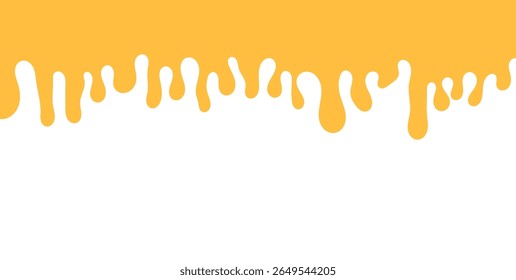 Dripping sweet yellow honey, isolated melting maple syrup. Vector golden organic sticky oil or juice liquid with drops. Flowing droplets of nectar