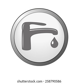 Dripping tap with drop button isolated on  white