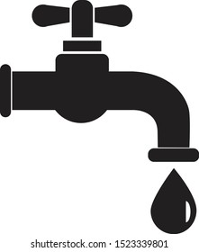 Dripping tap with drop icon on white background. flat style. Water tap icon for your web site design, logo, app, UI. tap symbol. Water Faucet with drop sign. 

