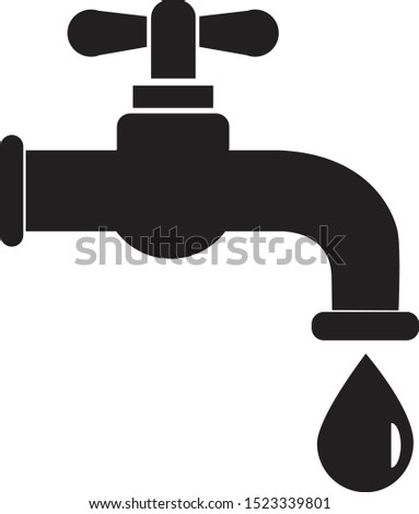 Dripping tap with drop icon on white background. flat style. Water tap icon for your web site design, logo, app, UI. tap symbol. Water Faucet with drop sign. 
