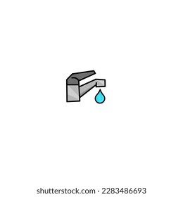 Dripping tap with drop  icon for web, mobile and infographics. Tap icon water tap, vector icon of the faucet with water drop. Tap sign. Bathroom symbol. Line Style stock vector. Hydro and aqua related