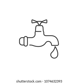 Dripping tap with drop line icon. Simple element illustration. Dripping tap with drop line symbol design from Ecology collection set. Can be used in web and mobile on white background
