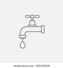 Dripping tap with drop line icon for web, mobile and infographics. Vector dark grey icon isolated on light grey background.