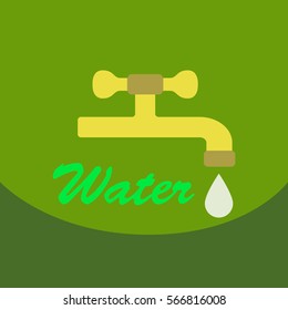 Dripping tap with drop line icon for web, mobile and infographics