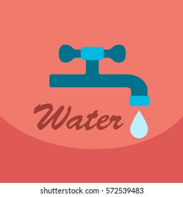 Dripping tap with drop line icon for web, mobile and infographics