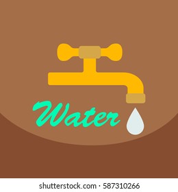Dripping tap with drop line icon for web, mobile and infographics