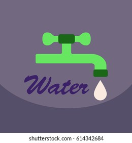 Dripping tap with drop line icon for web, mobile and infographics