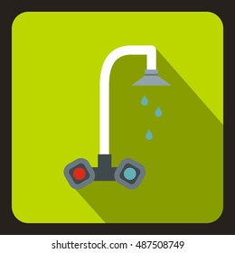 Dripping tap icon in flat style on a lime background vector illustration