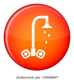 Dripping tap icon in red circle isolated on white background vector illustration