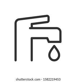 dripping tap, linear icon. Editable stroke