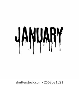 Dripping text design for "January," perfect for dark, horror, or winter-themed projects. Ideal for posters, apparel, or seasonal designs