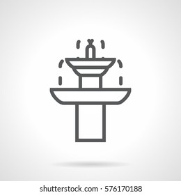 Dripping two-tiered fountain for landscape decoration. Line style vector icon
