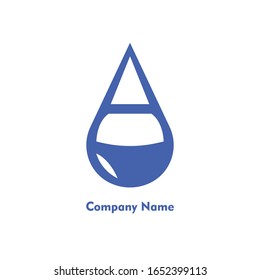the dripping water logo is blue and has a white background. suitable for water, oil or business companies.