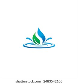 Dripping water logo with green and blue leaves