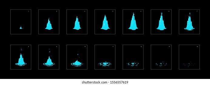 Dripping Water Special Effect Animation. Wassereffekt-Rahmen nach Rahmen-Animation Sprite Blatt. klassische Animation für Spieleentwicklung, Motion Grafik oder Handyspiele.