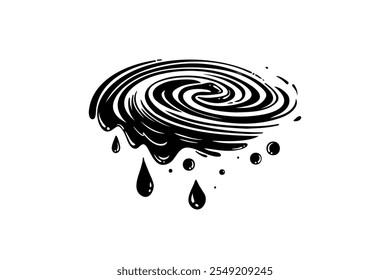 Dripping water stains. liquid stain splash. Water illustration in doodle style