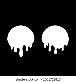 Derrame círculos blancos. Gotas líquidas de tinta. Derrame líquido. Ilustración del vector aislada en fondo transparente