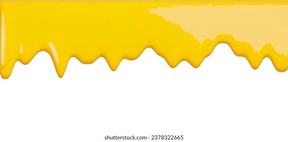 Dripping yellow drops. Liquid. 3d stock vector illustration on isolated background. 