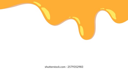 Dripping Yellow Paint. Flowing Melted Caramel. Melting Mustard Illustration. Honey Illustration. Melting Slime Design Element. Colorful Wavy Liquid Background. Abstract Honey Dripping Pattern.
