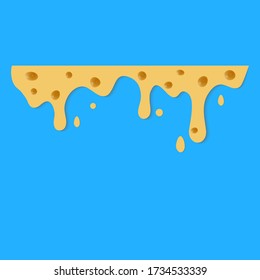 Drips of cheese on a blue background. Vector illustration