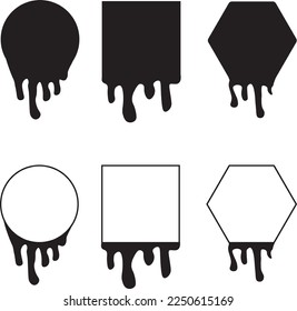 Drips of circular paint, Drips of square paint, SVG Vector
