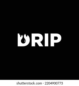 Drips icon.The word DRIP with the letter D water or oil drips