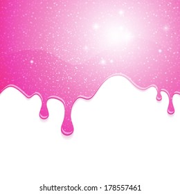 Drips Of Pink Glitter Shiny Liquid. Melting Background.