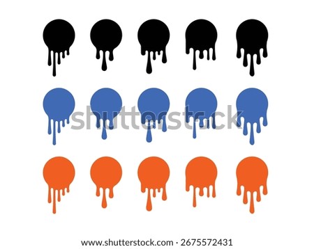 Drips round icon set vector. streak symbol. vector illustration.