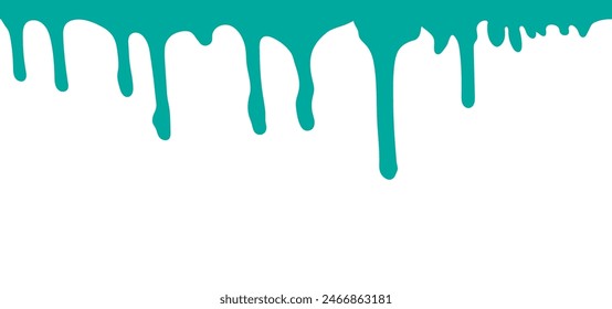 Drips of turquoise color ink paint, background. Vector illustration