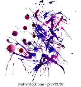 Drips watercolor painting,blue watercolor splashes for your design