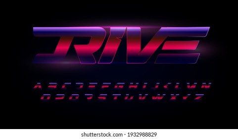 Drive alphabet. Red and blue letters with glossy gradient effect . Speed, action and dynamic font for automotive, sport and gym logo or monogram, race typographic. Vector symbol design