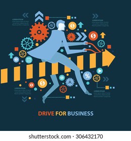 Drive for business concept design on dark background,clean vector