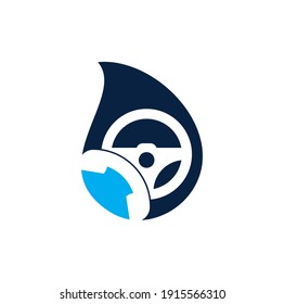 Diseño del logotipo vectorial de la forma de caída de llamada de la unidad. Símbolo o icono de la rueda de dirección y del teléfono.
