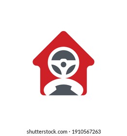 Drive call home shape concept vector logo design. Steering wheel and phone symbol or icon	