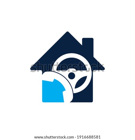 Drive call home shape concept vector logo design. Steering wheel and phone symbol or icon	