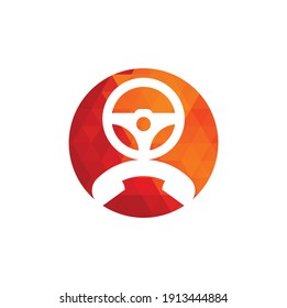 Drive call vector logo design. Steering wheel and phone symbol or icon.	