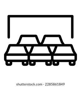 Drive cinema icon outline vector. Open air show. Car scree