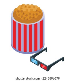 Drive cinema popcorn icon isometric vector. Car movie. Auto show