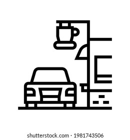 drive coffee cafe line icon vector. drive coffee cafe sign. isolated contour symbol black illustration